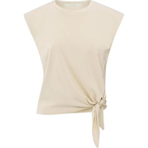 Yaya Mouwloze top met knoopdetail Bruin dames