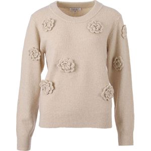 Enjoy - Trui Bloem - Beige - Dames