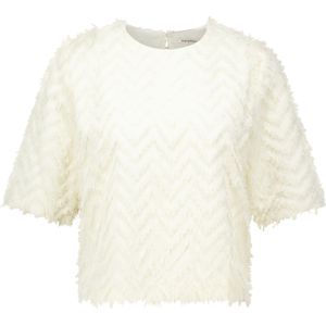 Zusss Top Feather Jacquard  Off White dames
