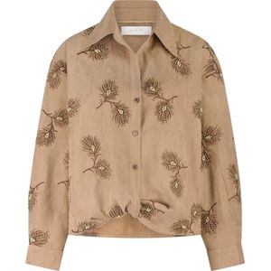 Nukus Blouse Iris Embroidery Bruin dames