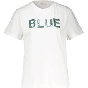 Anna Blue T-Shirt Logosequin Wit dames