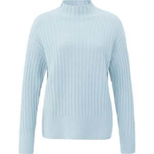 Yaya Ribbed sweater with turtleneck Blauw dames