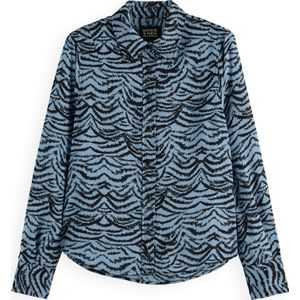 SCOTCH & SODA - Blouse - Opaal/Zwart - Klassieke Blouse - Lange Mouw
