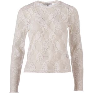 Enjoy - Top - Off White - Dames - Lange Mouw - Gaatjespatroon