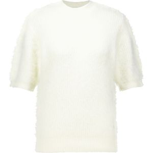 Zusss Fluffy Trui met Ronde Hals Off White dames