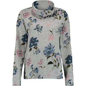 Bloomings - Top - Grijs - Dames - Col en Lange Mouwen - Bloemmotief