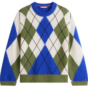 Tommy Hilfiger Trui Ruit Alpaca Kobalt Blauw dames