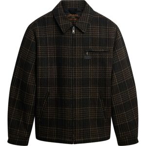 Superdry - Wool Blend Check Ranch - Wollen Jas - Bruin - Heren