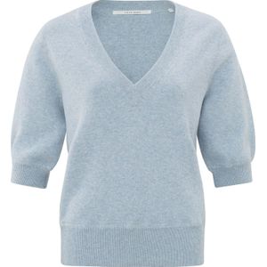 Yaya V-neck sweater with stitch det Blauw dames