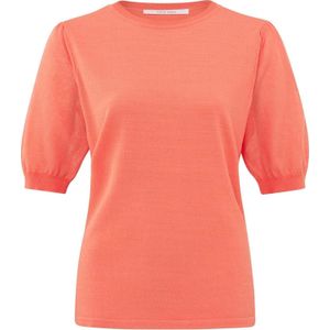 Yaya Fine yarn puff sleeve sweater Oranje dames