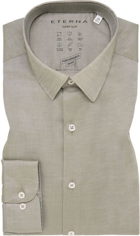 ETERNA Performance Overhemd groen, Gestructureerd