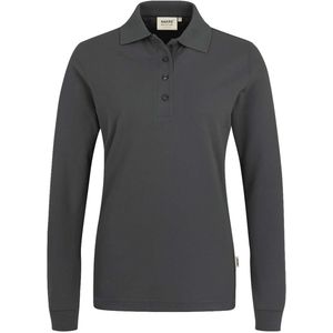 HAKRO 215 Dames poloshirt met lange mouwen antraciet, Effen