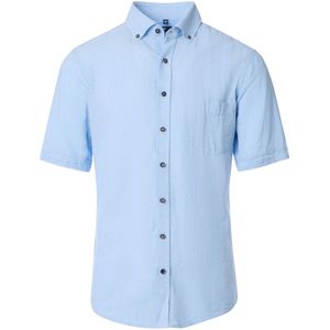 Redmond Casual Linnen Overhemd blauw, Effen