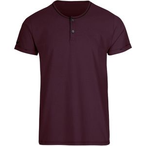 TRIGEMA T-Shirt Knoopsluiting aubergine, Effen