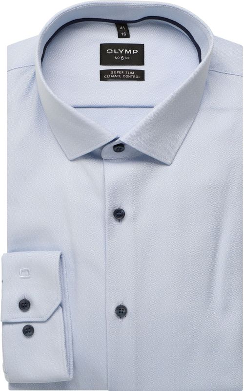 OLYMP - No. Six 24/Seven - Overhemd - Bleu - Super Slim Fit - Modern Kent