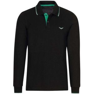 TRIGEMA Slim Fit Poloshirt lange mouw zwart, Effen