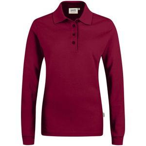 HAKRO 215 Dames poloshirt met lange mouwen wijnrood, Effen