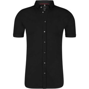 Desoto Slim Fit Jersey shirt zwart, Effen