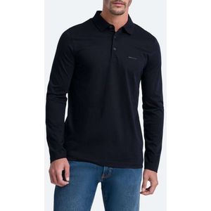 Pierre Cardin Poloshirt lange mouw blauw, Melange