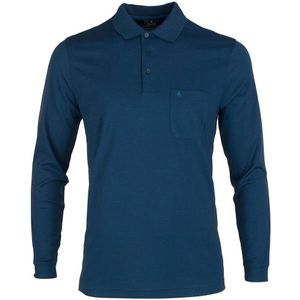 RAGMAN Soft Knit Regular Fit Poloshirt lange mouw donkerblauw, Effen