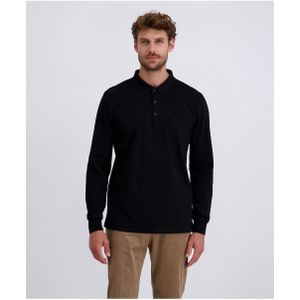 Pierre Cardin Poloshirt lange mouw zwart, Effen