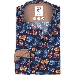 R2 Amsterdam - Overhemd - Veelkleurig - 100% Katoen - Lange Mouw - Modern Kent Kraag