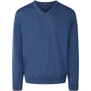 MAERZ Superwash Trui V-hals donkerblauw, Effen