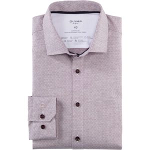 OLYMP No. Six 24/Seven Super Slim Jersey shirt donkerrood, Motief