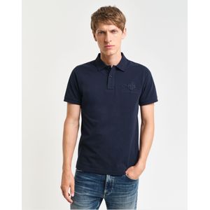 GANT Shield Poloshirt lange mouw blauw, Effen