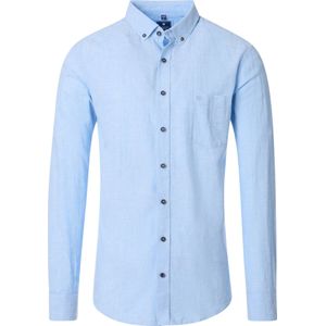 Redmond Casual Linnen Overhemd blauw, Effen