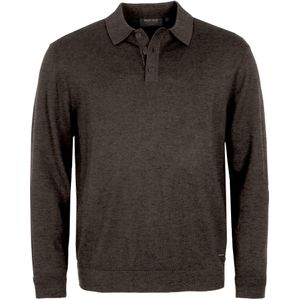 Indicode Poloshirt lange mouw donkerbruin, Effen
