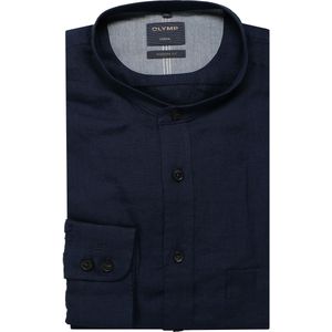 OLYMP Casual Linnen Overhemd Marine, Effen