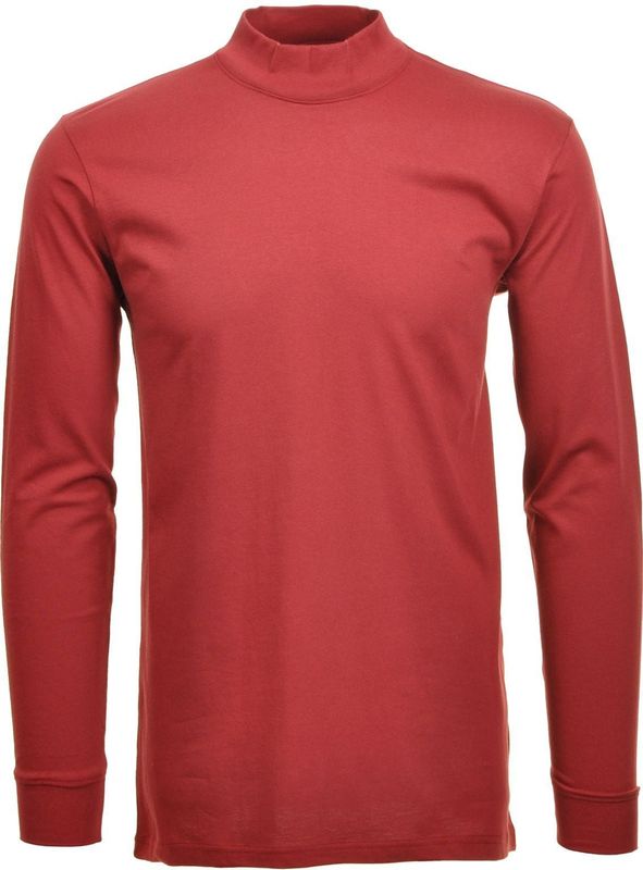 RAGMAN - Shirt - Bordeauxrood - Lange Mouwen - Hoog Gesloten Hals - Regular Fit - Katoen