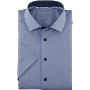 OLYMP Luxor 24/Seven Dynamic Flex Modern Fit Overhemd Korte mouw rook blauw