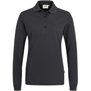 HAKRO 215 Dames poloshirt met lange mouwen koolstofgrijs, Effen