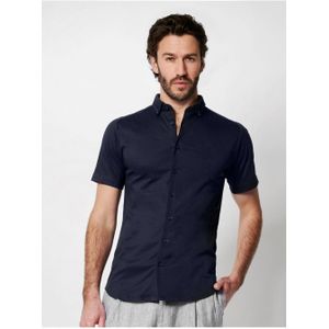 Desoto - Overhemd - Solid True Navy - Casual Modern Button Down - Korte Mouwen