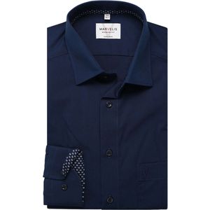Marvelis Modern Fit Overhemd donkerblauw, Effen