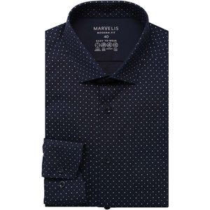 Marvelis Performance Overhemd marine, Bedrukt