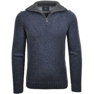 RAGMAN Half-Zip Sweater blauw, Gestructureerd