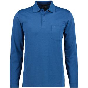 RAGMAN Poloshirt lange mouw blauw, Effen