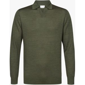 Profuomo Poloshirt lange mouw groen, Effen