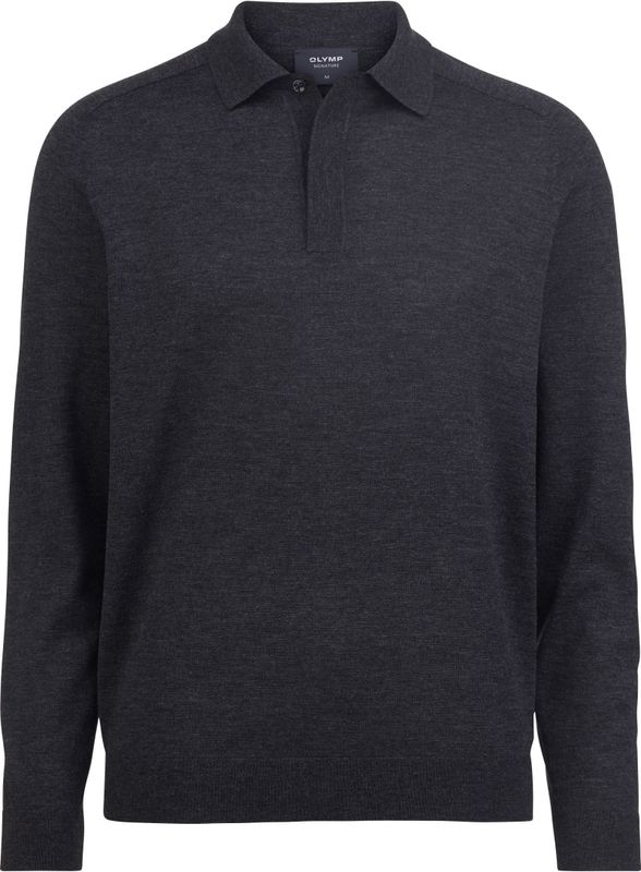 OLYMP - SIGNATURE - Tricotage - Antraciet - Tailored Fit