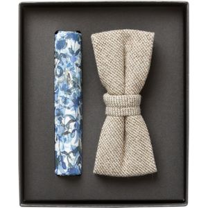 Venti Vlinderdas en zakdoek set beige, Motief