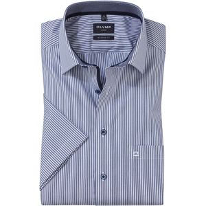 OLYMP Luxor Modern Fit Overhemd Korte mouw donkerblauw/wit