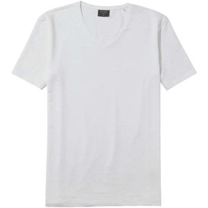 OLYMP Casual Regular Fit T-Shirt V-hals wit, Effen