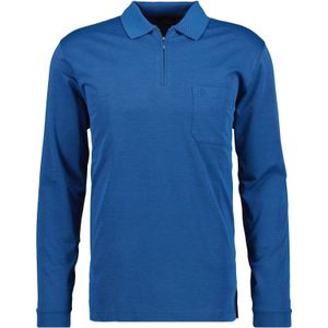 RAGMAN - Poloshirt - Blauw mêlee - Lange Mouwen - Regular Fit