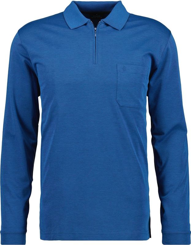 RAGMAN - Poloshirt - Blauw mêlee - Lange Mouwen - Regular Fit