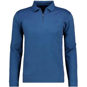 RAGMAN Poloshirt lange mouw blauw, Effen