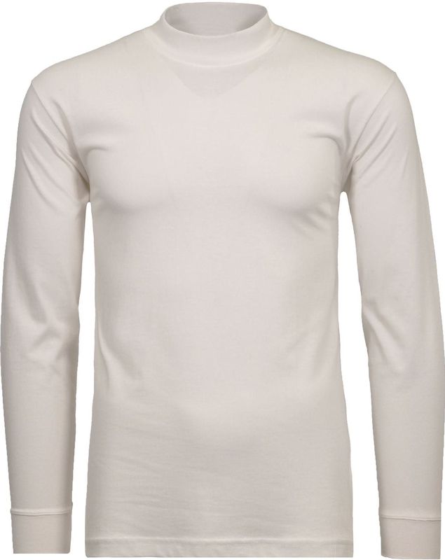 RAGMAN - Shirt - Ecru - Lange Mouwen - Hoog Gesloten Hals - Regular Fit - Katoen
