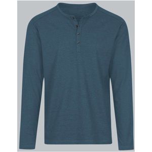 TRIGEMA Regular Fit T-Shirt Henley kraag blauw, Effen